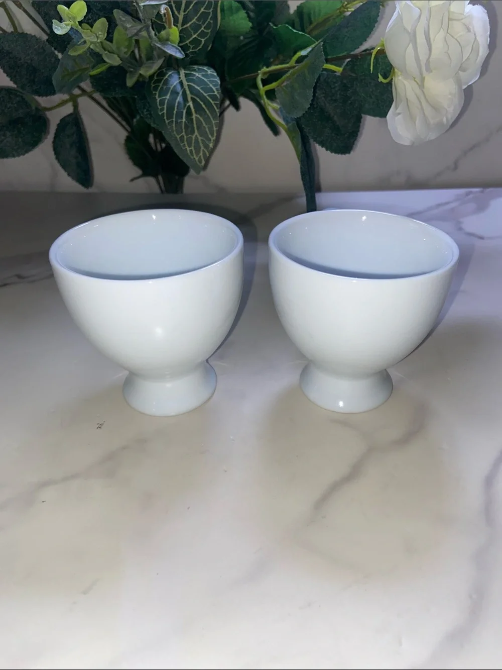 Vintage Set Of 2 Crate & Barrel White Espresso Demitasse Cup Mug 4 oz 3” Tall